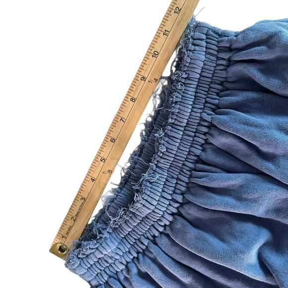 Aerie Weekend Ruffle Tiered Mini Skirt Blue Terry Cloth Pull On Women's Size M - Picture 12 of 13